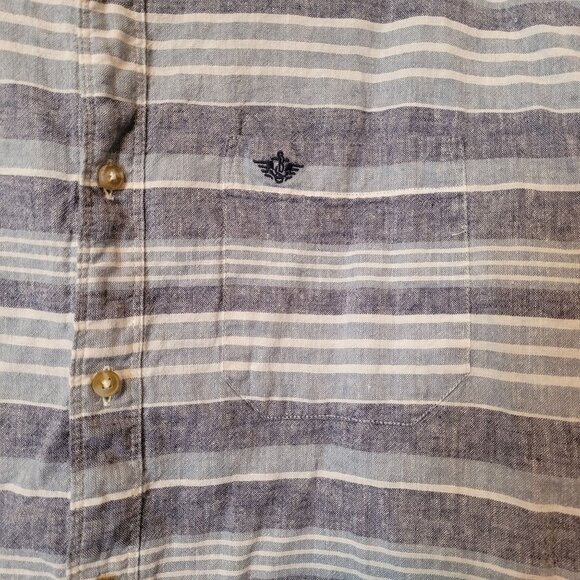Dockers Men's Striped Linen Cotton Blend Shirt Short Sleeve Button Down Size XXL - Picture 5 of 5